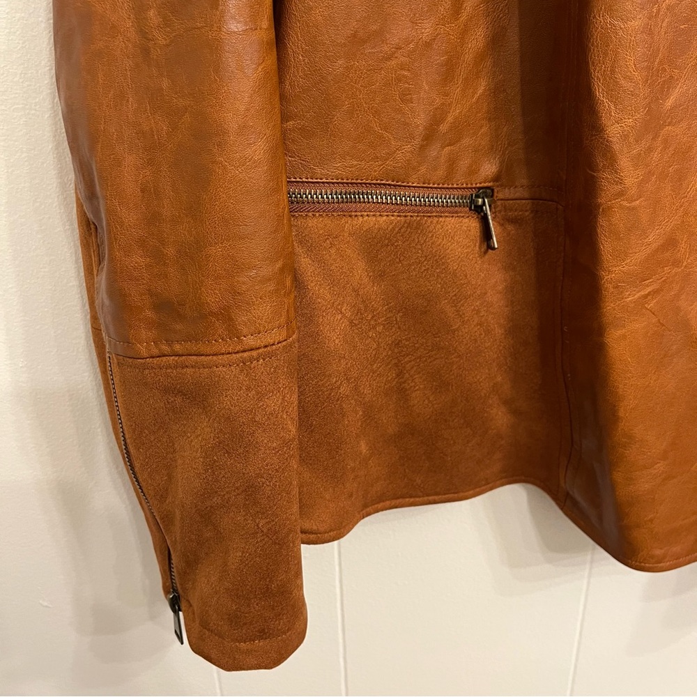 Anthropologie Cognac Tan Leather Suede Jacket - Picture 5 of 11